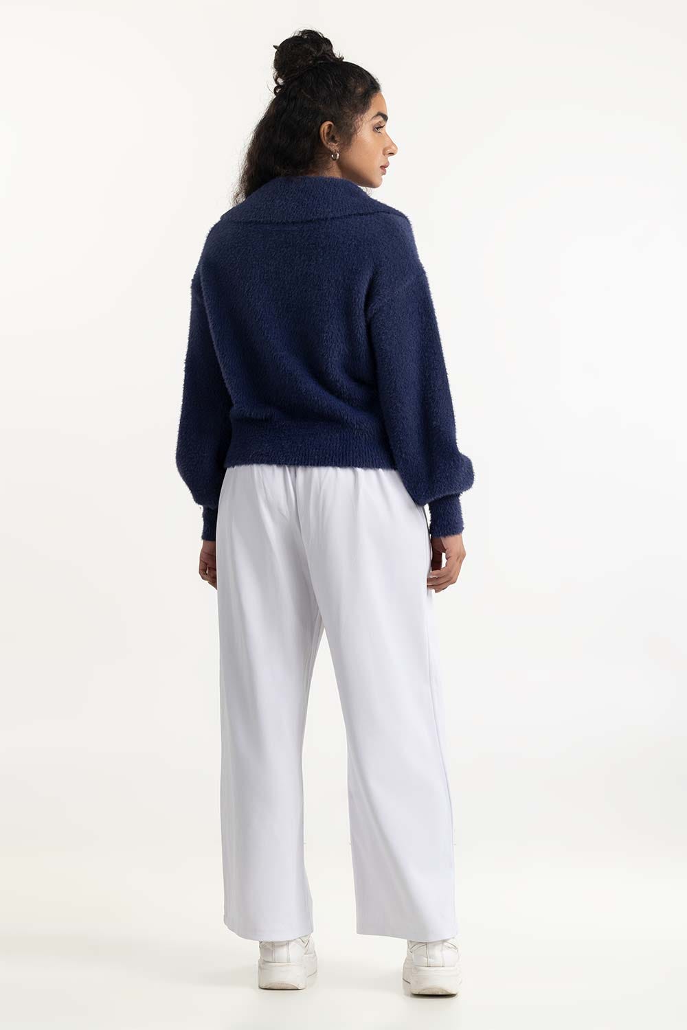 Navy Oversized Collar Sweater 224-211-052