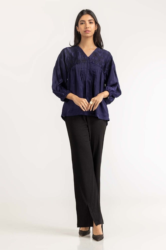 Navy Woven Blouse 231-217-054