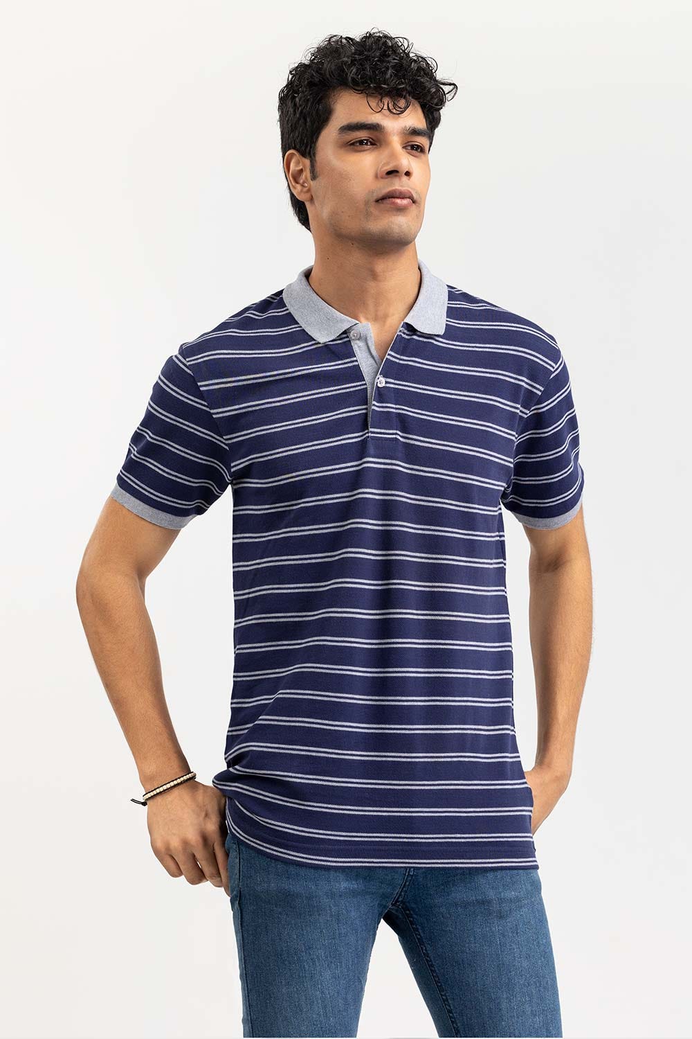 Navy Yarn Dyed Polo PKP-YD-D81