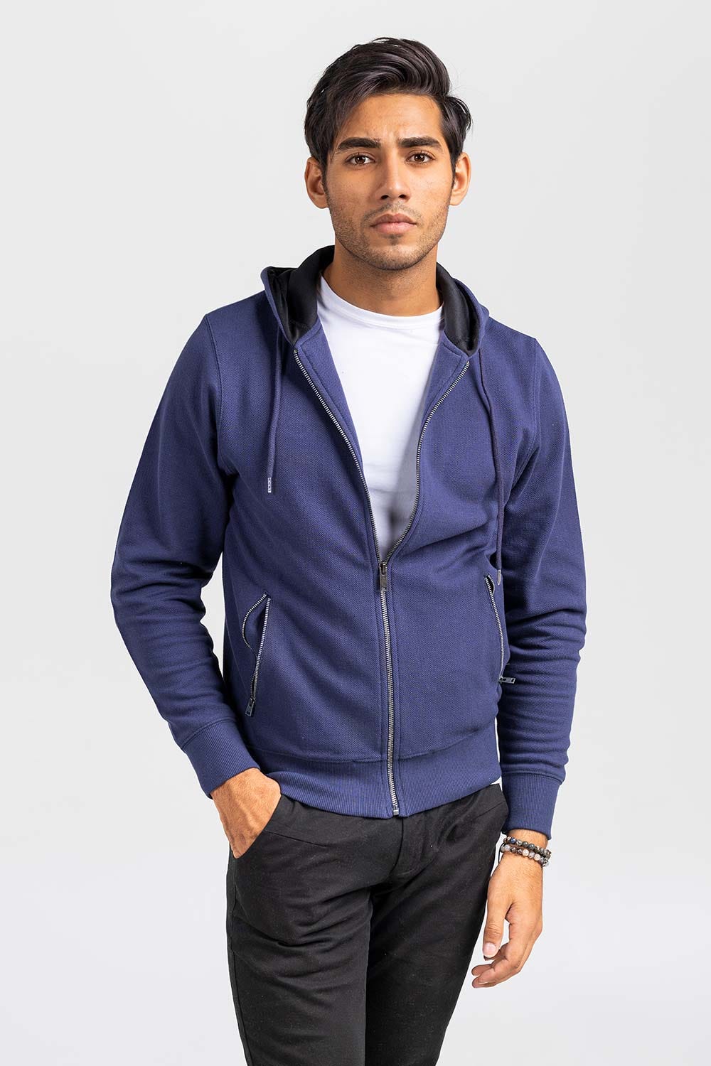 Navy Zipper Hoddie JKT-HZJ-D50-01