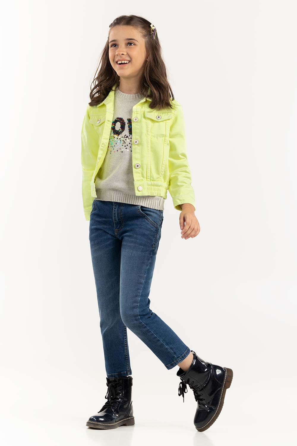 Girls Non Denim Sharp Green Jacket 224-410-052 B