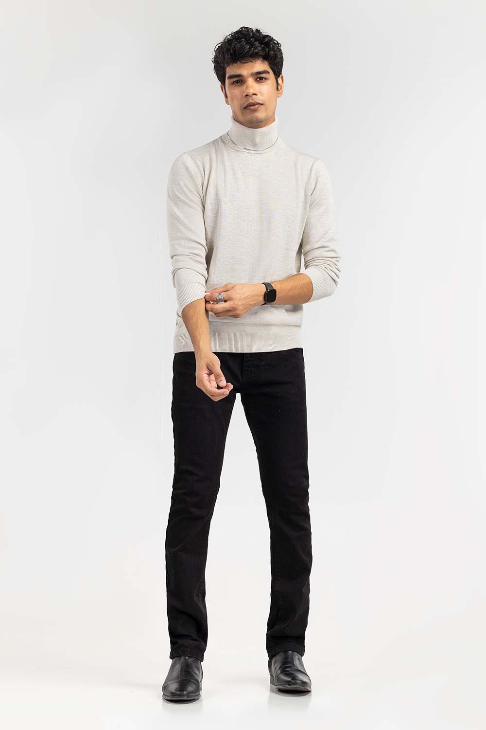 Oatmeal Basic Turtle Neck Sweater SWT-BFSTN-22-003