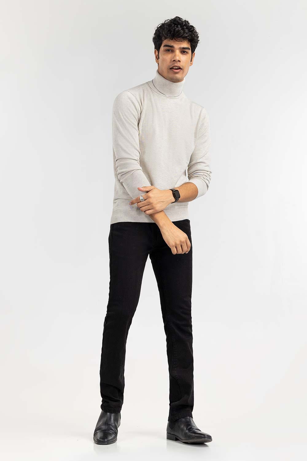 Oatmeal Basic Turtle Neck Sweater SWT-BFSTN-22-003