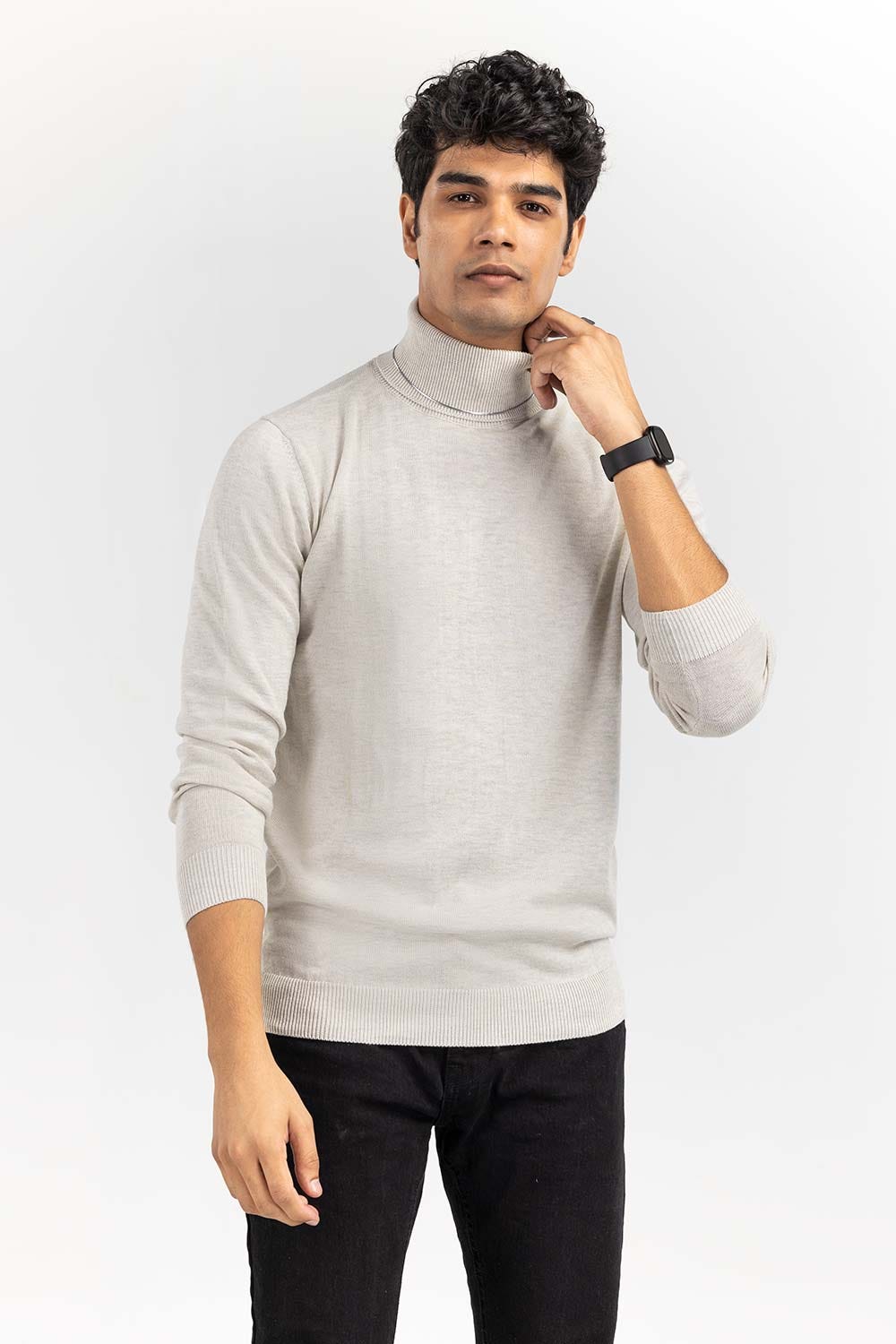 Oatmeal Basic Turtle Neck Sweater SWT-BFSTN-22-003