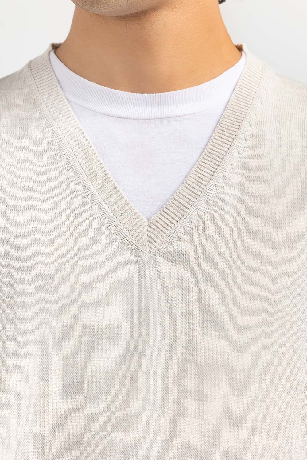 Oatmeal Basic V Neck Sweater SWT-BFSVN-22-006