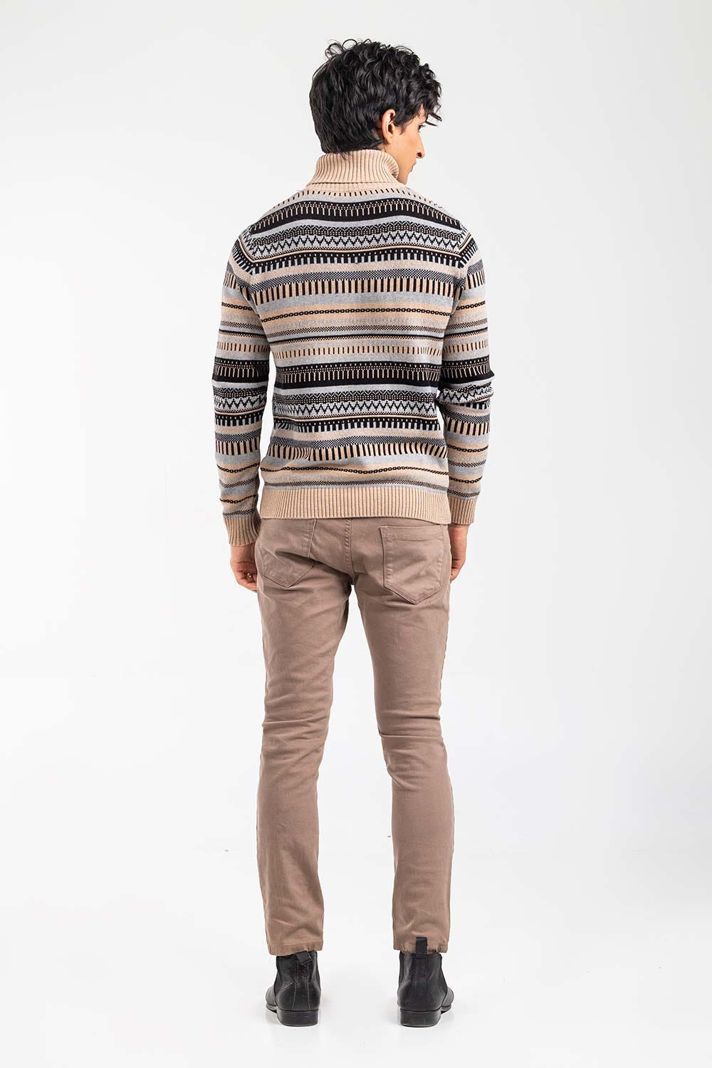 Oatmeal Black Fashion Sweater FS-SWT-FD-377-01