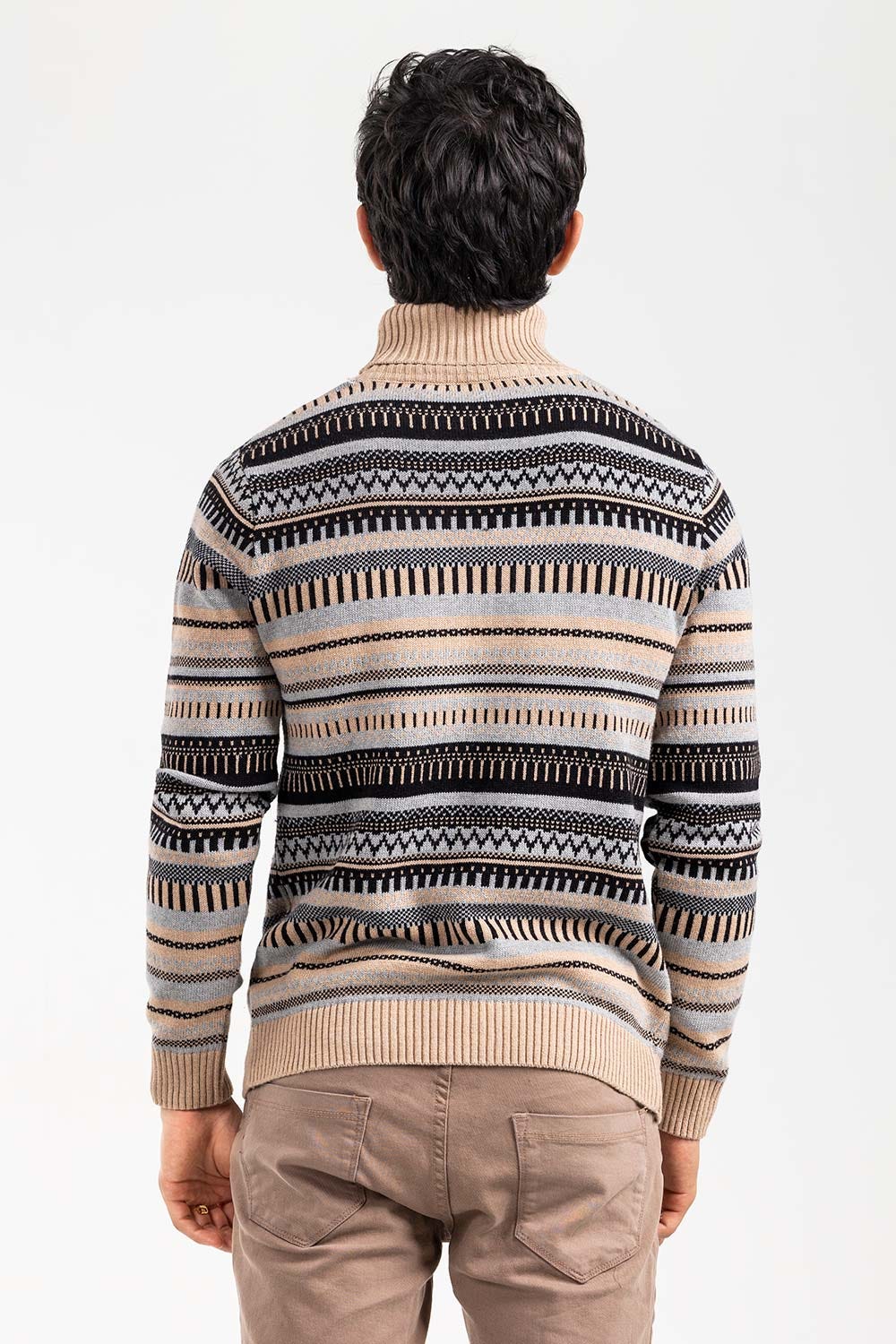 Oatmeal Black Fashion Sweater FS-SWT-FD-377-01