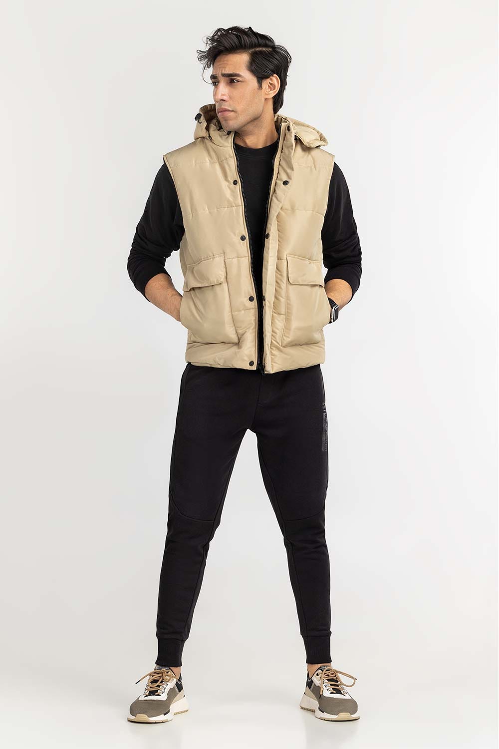 Off-White Puffer Gilet with Hoodie JKT-WVST22-006