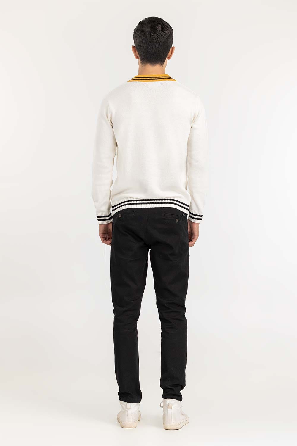 Off White Cricket V Neck Sweater FS-SWT-FD-360-01