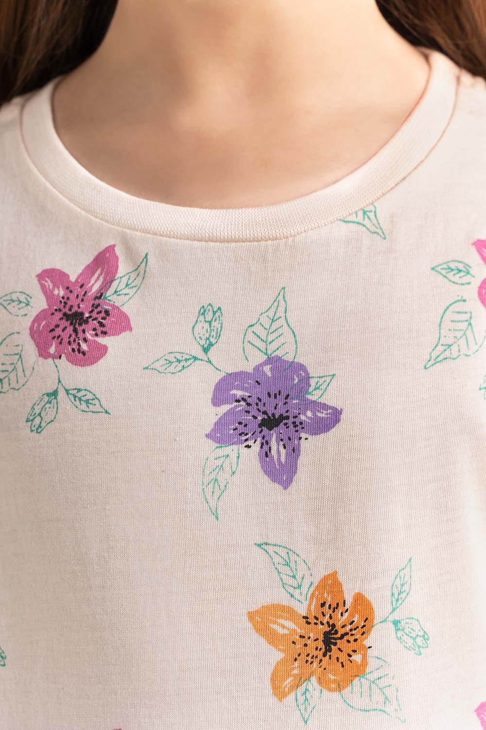 Off White Junior Girl Knit Printed Tee JG-TS-SS24-031