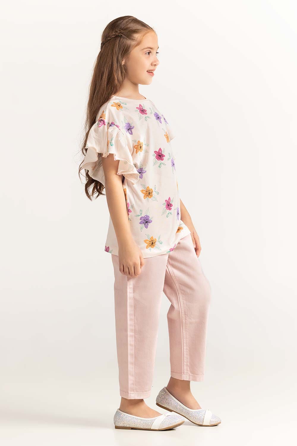 Off White Junior Girl Knit Printed Tee JG-TS-SS24-031