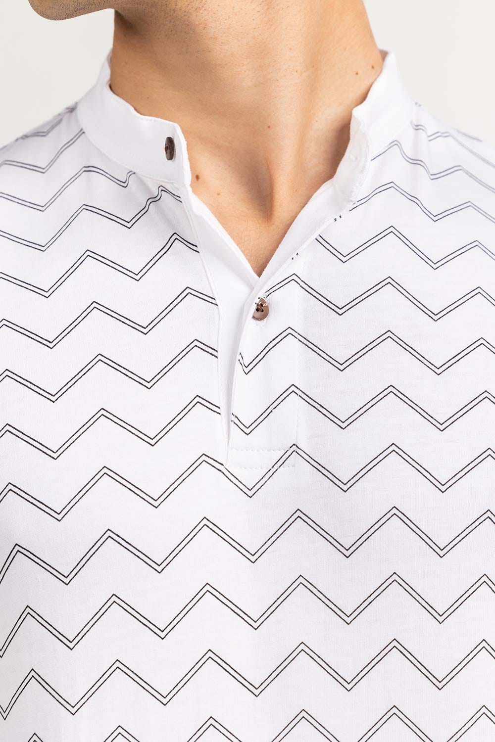 Off White Printed Polo SJP-PRINT-D06