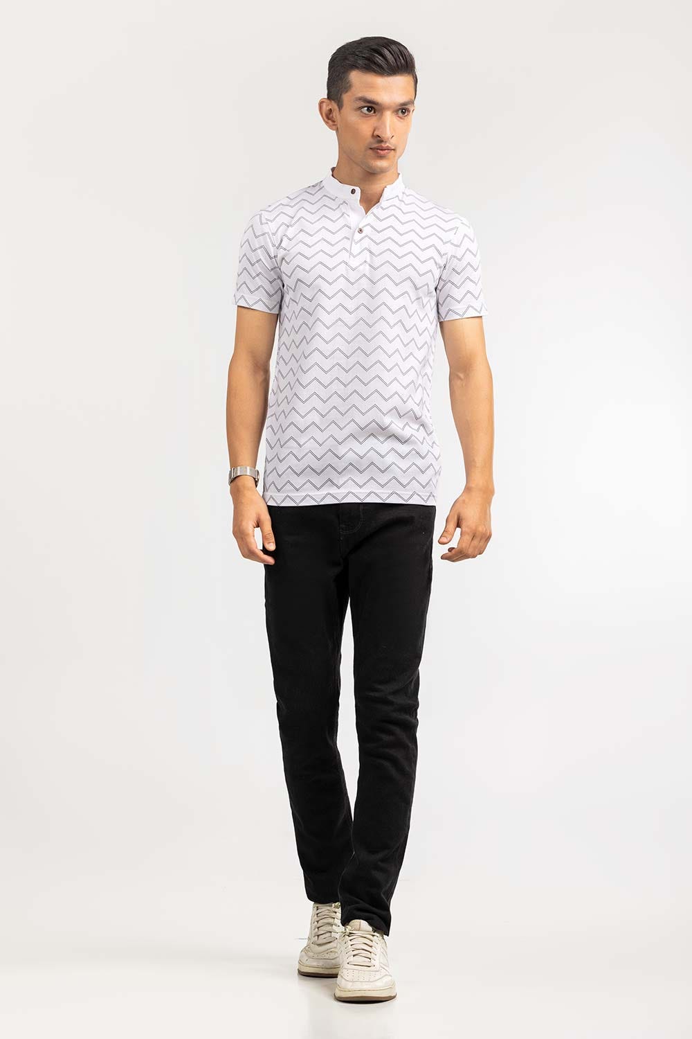 Off White Printed Polo SJP-PRINT-D06