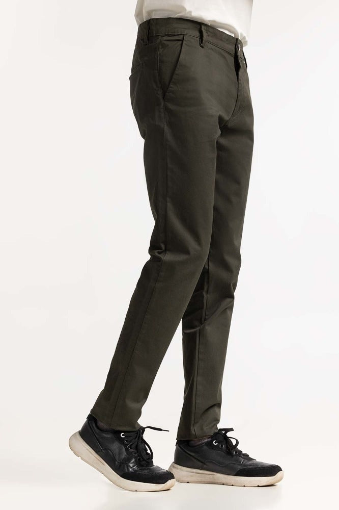Olive Basic Khaki Pant MNTRCSS24026