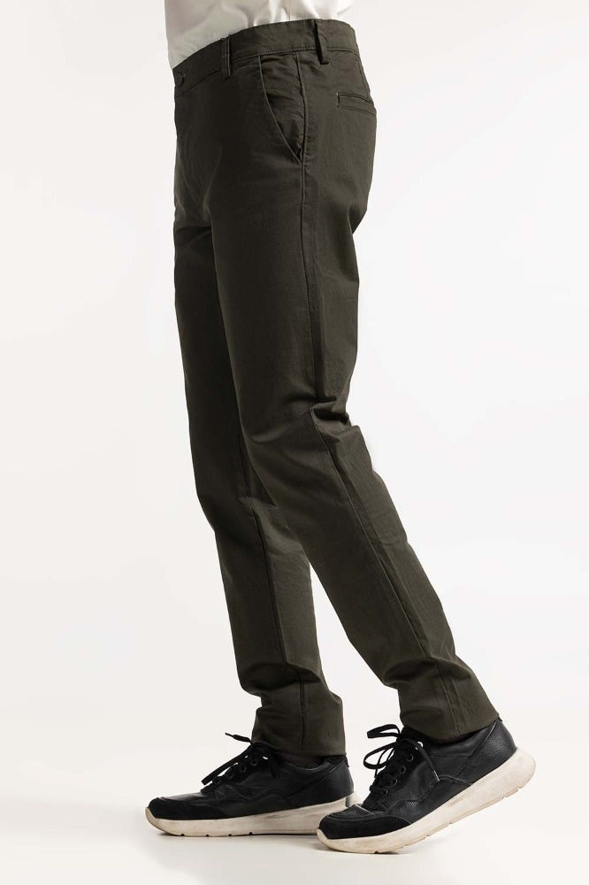 Olive Basic Khaki Pant MNTRCSS24026