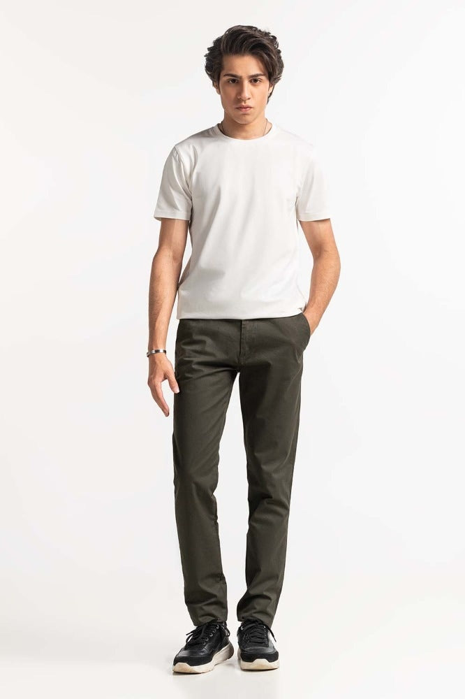 Olive Basic Khaki Pant MNTRCSS24026