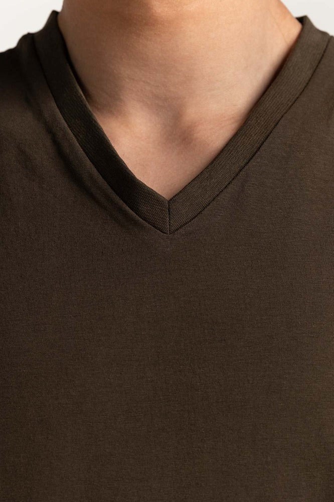 Olive Basic V-Neck Muscle Tee TS-VNSJ24-033