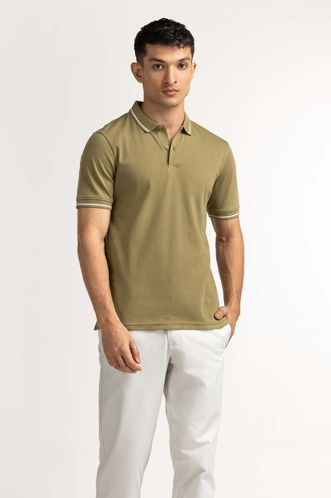Olive Fashion Polo MN-PS-TP-S24-613