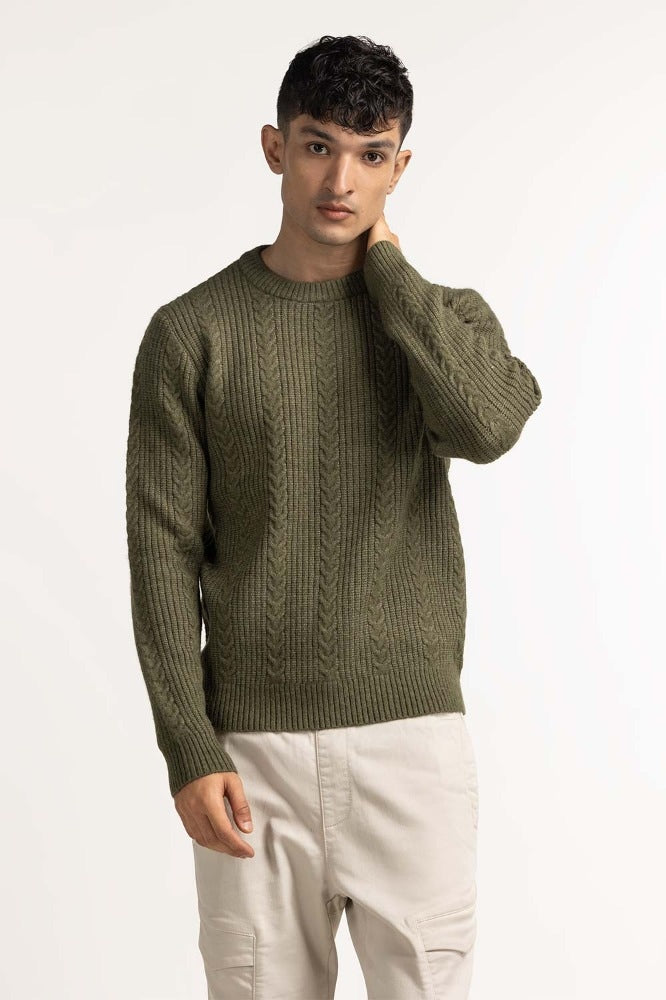 Olive Fashion Sweater MN-SWT-WS23-069