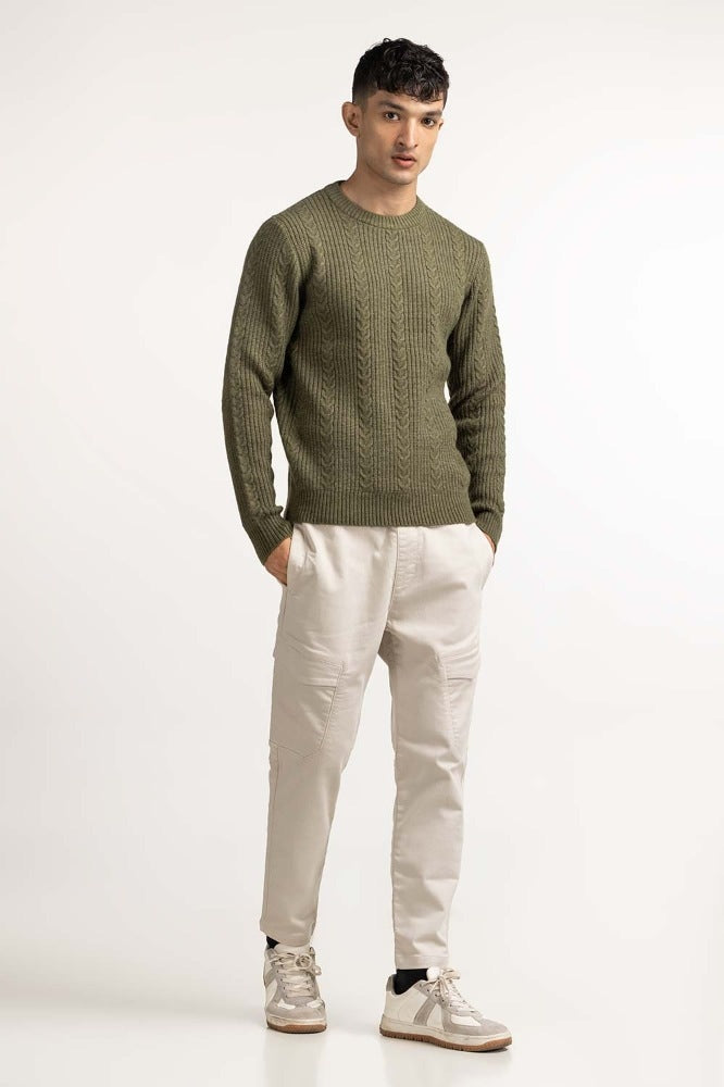 Olive Fashion Sweater MN-SWT-WS23-069