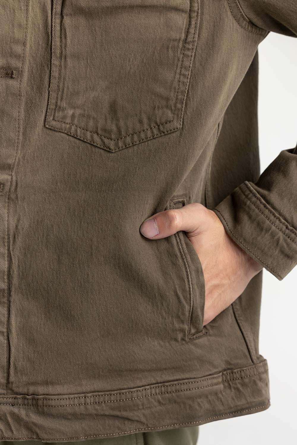 Olive Green Denim Jacket 224-110-039