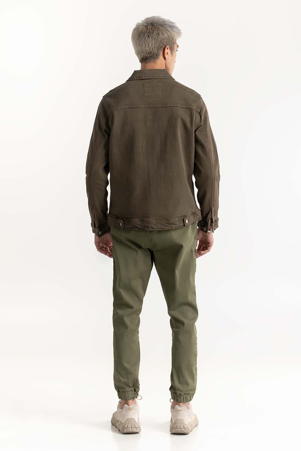 Olive Green Denim Jacket 224-110-039