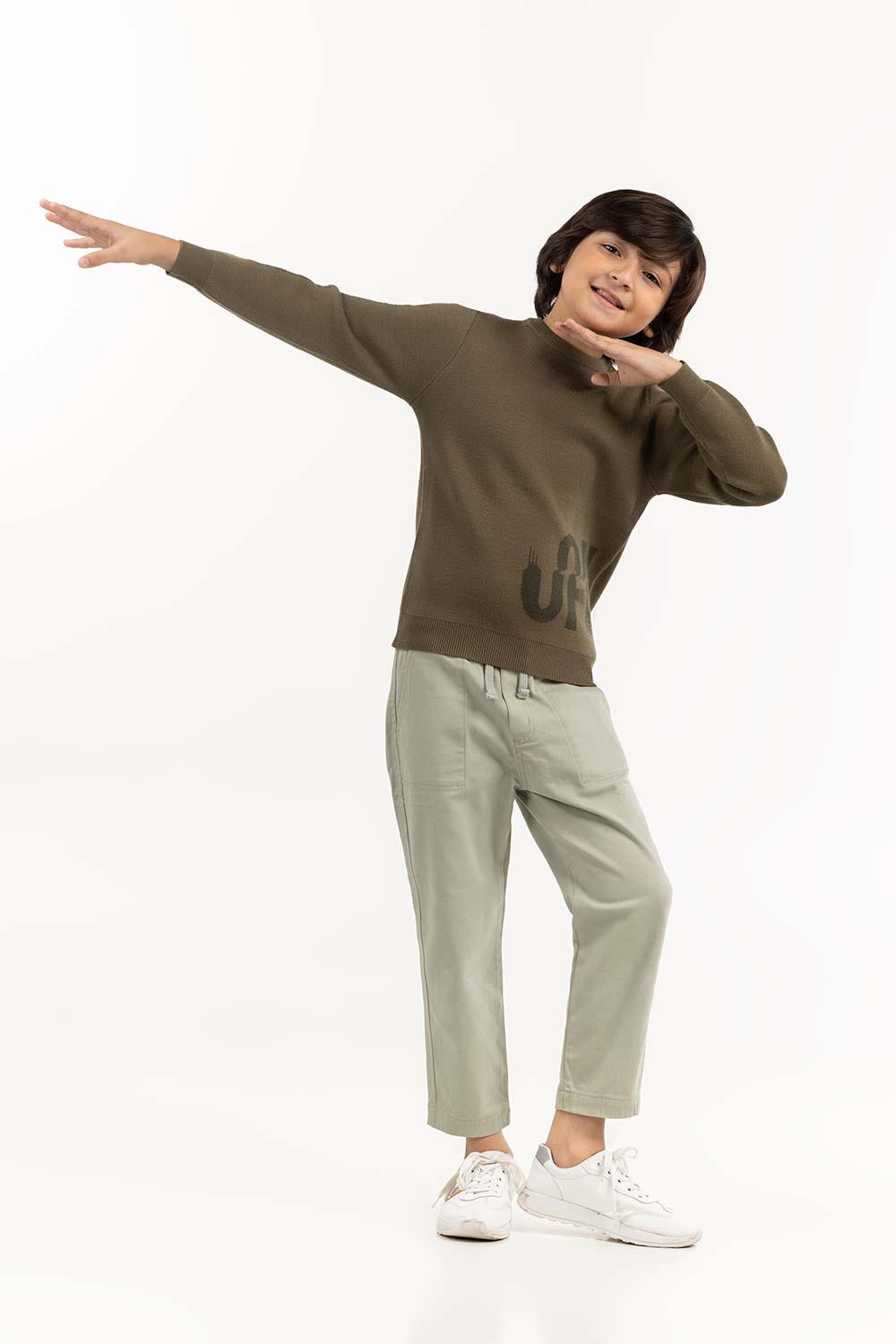 Junior Boy Olive Green Sweater 224 -311-027