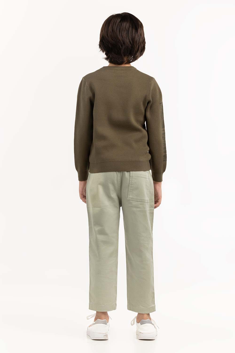 Junior Boy Olive Green Sweater 224 -311-027
