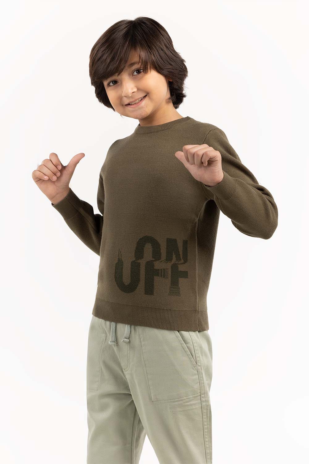 Junior Boy Olive Green Sweater 224 -311-027
