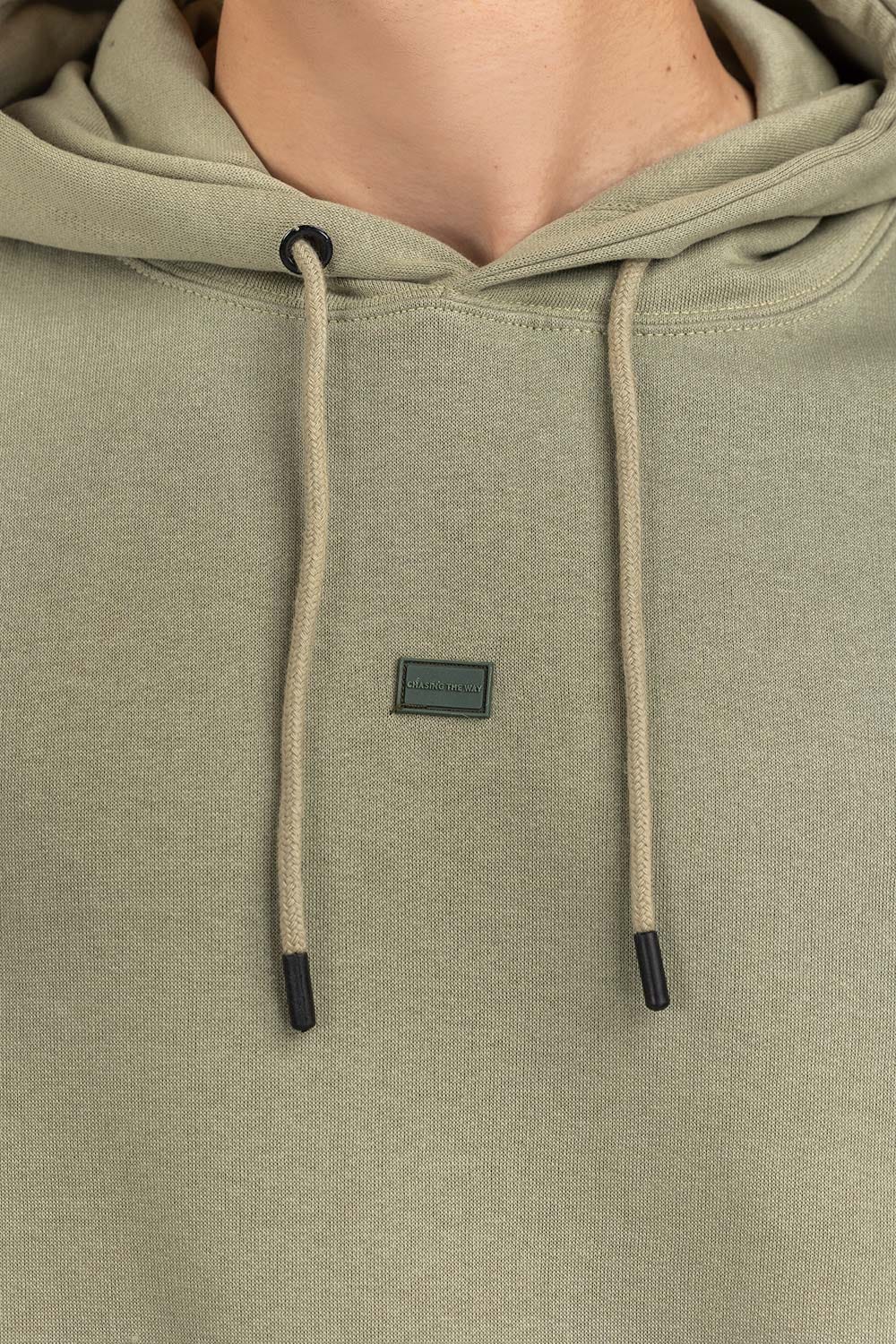 Olive Knit Hoodie 224-112-011 A