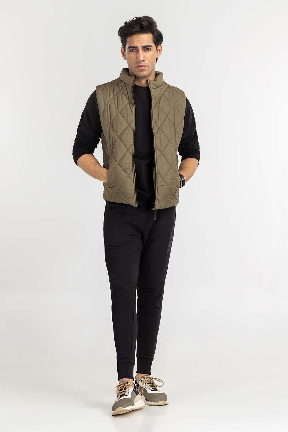 Olive Quilted Gilet JKT-WVST22-026