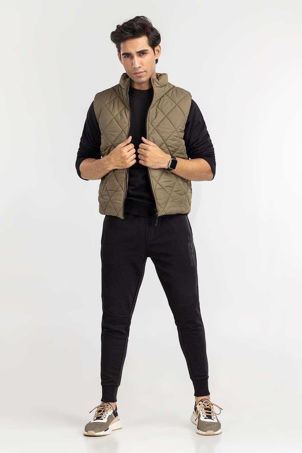 Olive Quilted Gilet JKT-WVST22-026