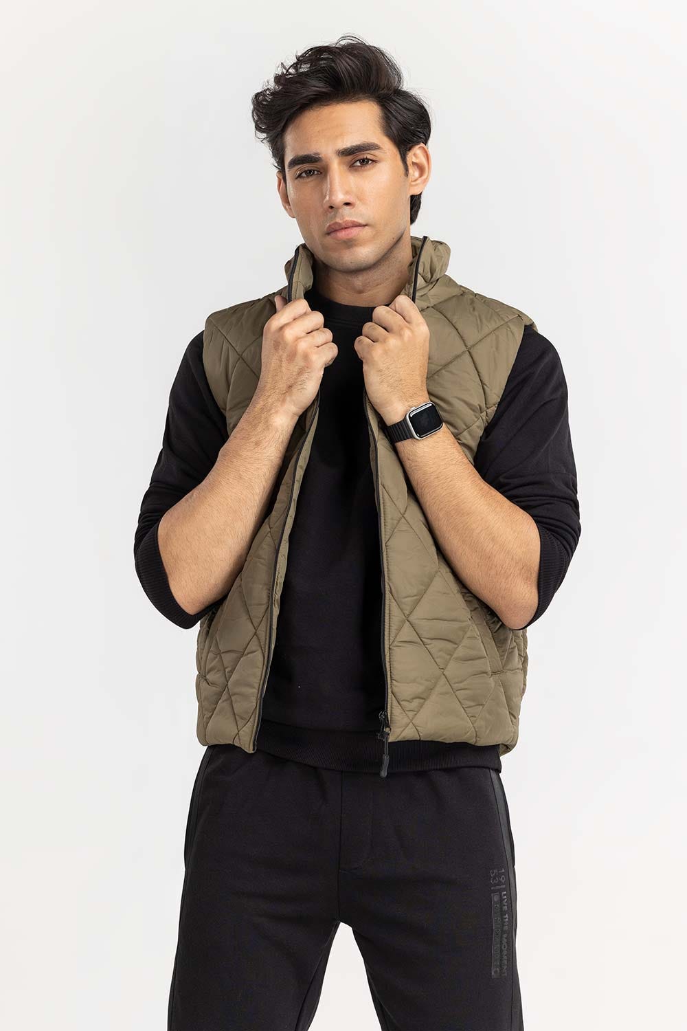 Olive Quilted Gilet JKT-WVST22-026