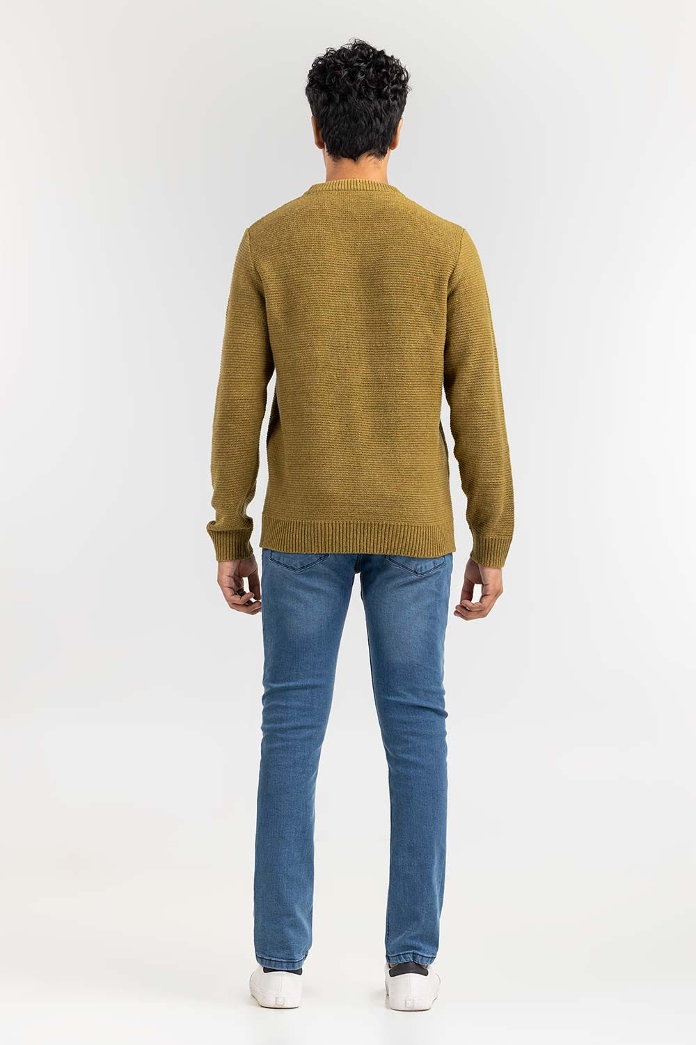 Olive Textured Crew Neck Sweater SWT-FFSCN22-223