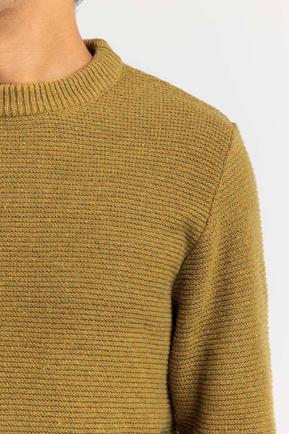 Olive Textured Crew Neck Sweater SWT-FFSCN22-223