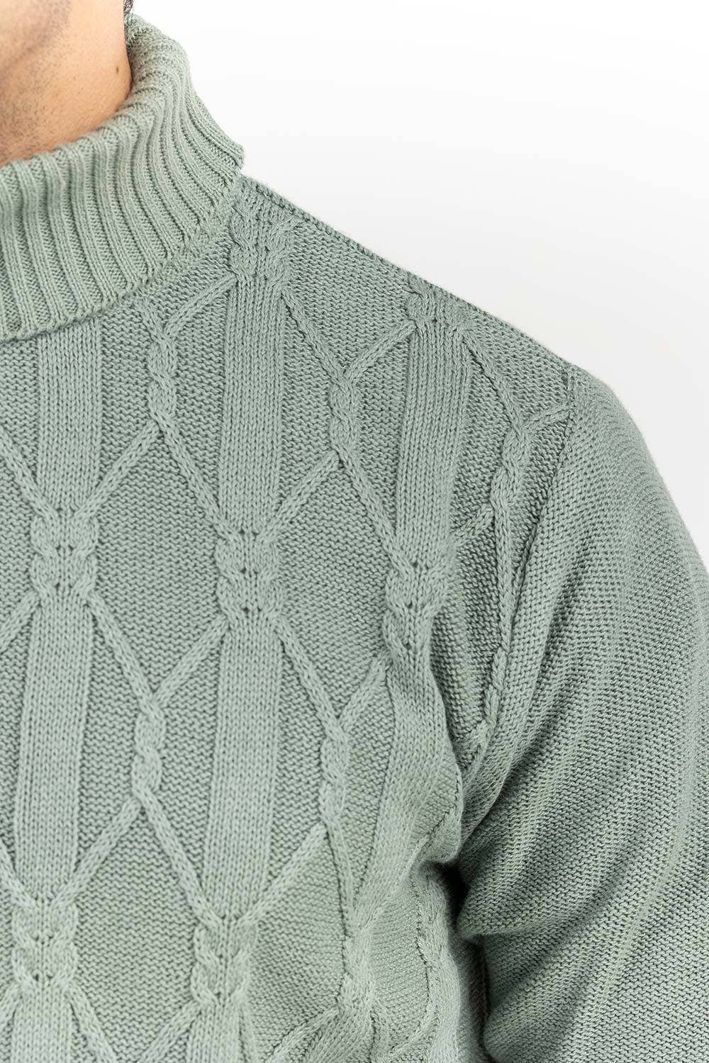 Olive TurtleNeck Cabling Sweater SWT-FFSTN22-210