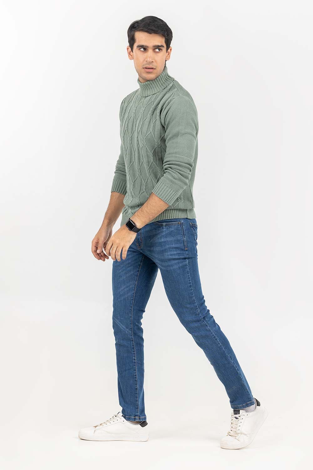 Olive TurtleNeck Cabling Sweater SWT-FFSTN22-210