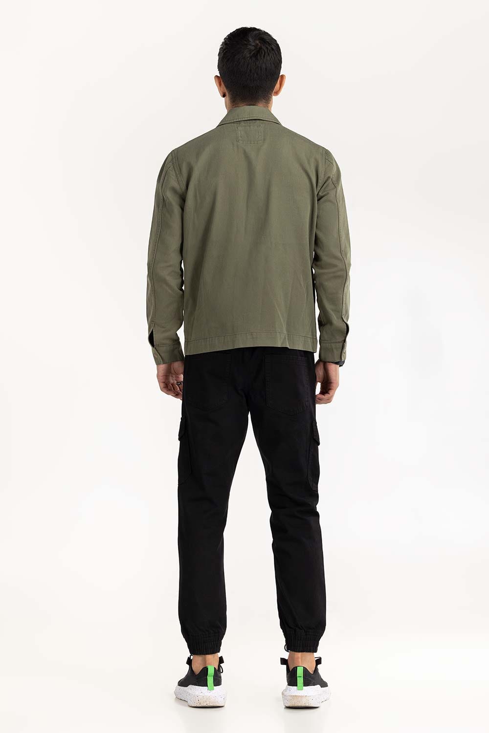 Olive Twill Zipper Jacket JKT-WOV22-033