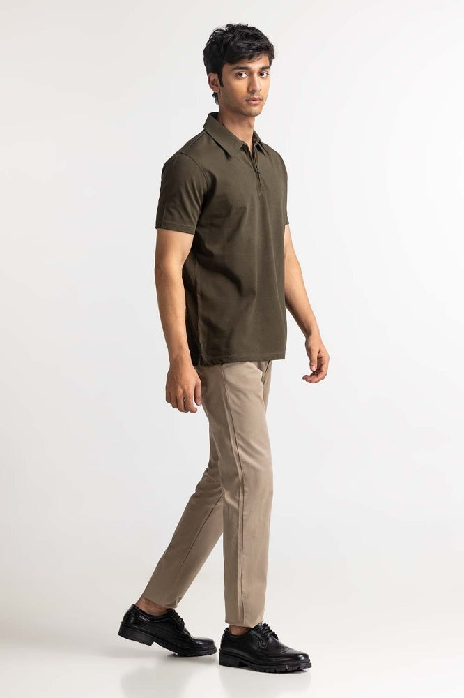 Olive Zipp Polo PS-FSHN24-081