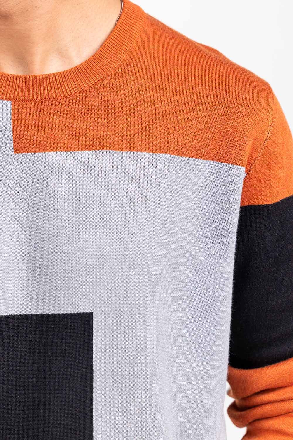 Orange-Black Fashion Sweater FS-SWT-VPN-FD-414-01