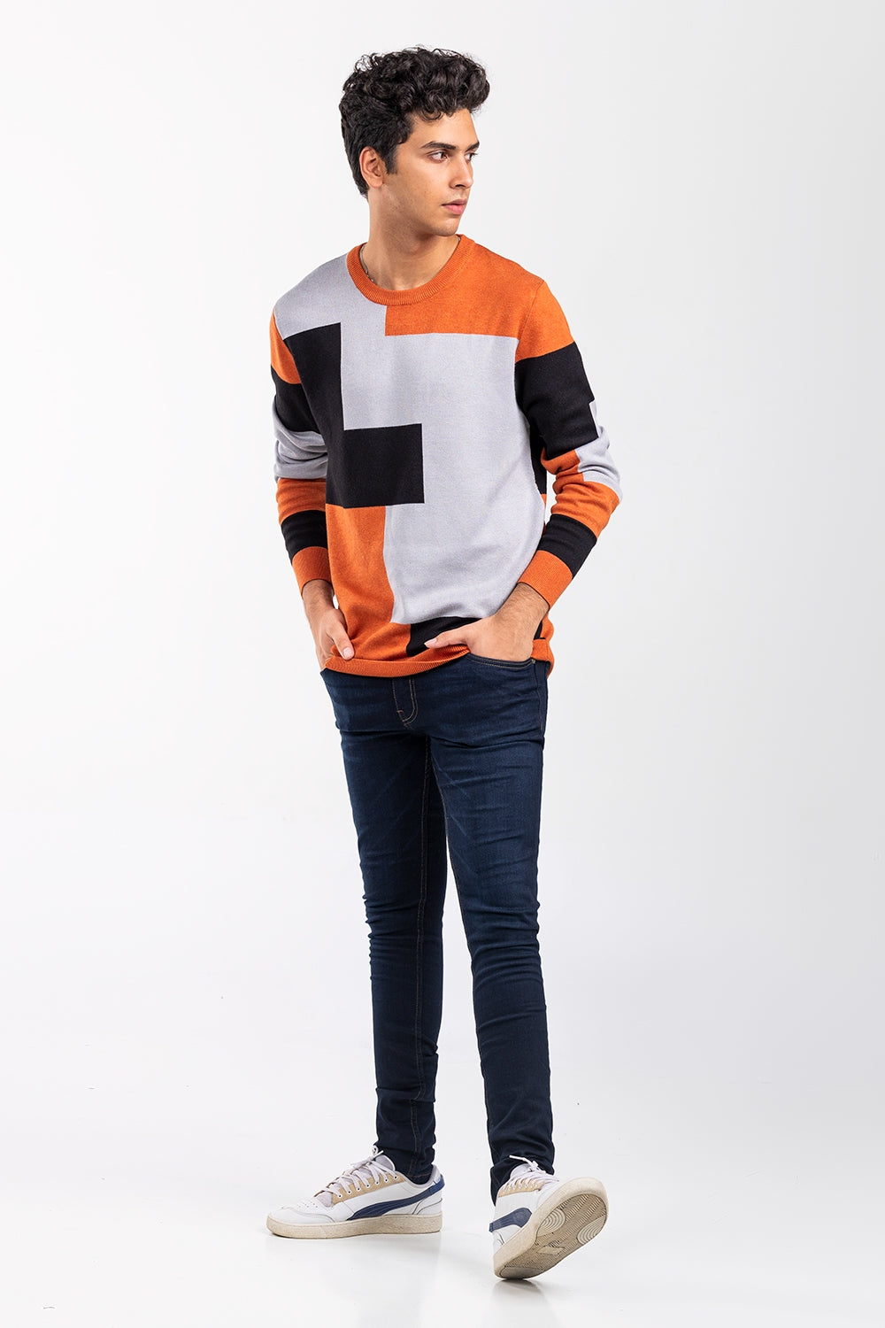 Orange-Black Fashion Sweater FS-SWT-VPN-FD-414-01