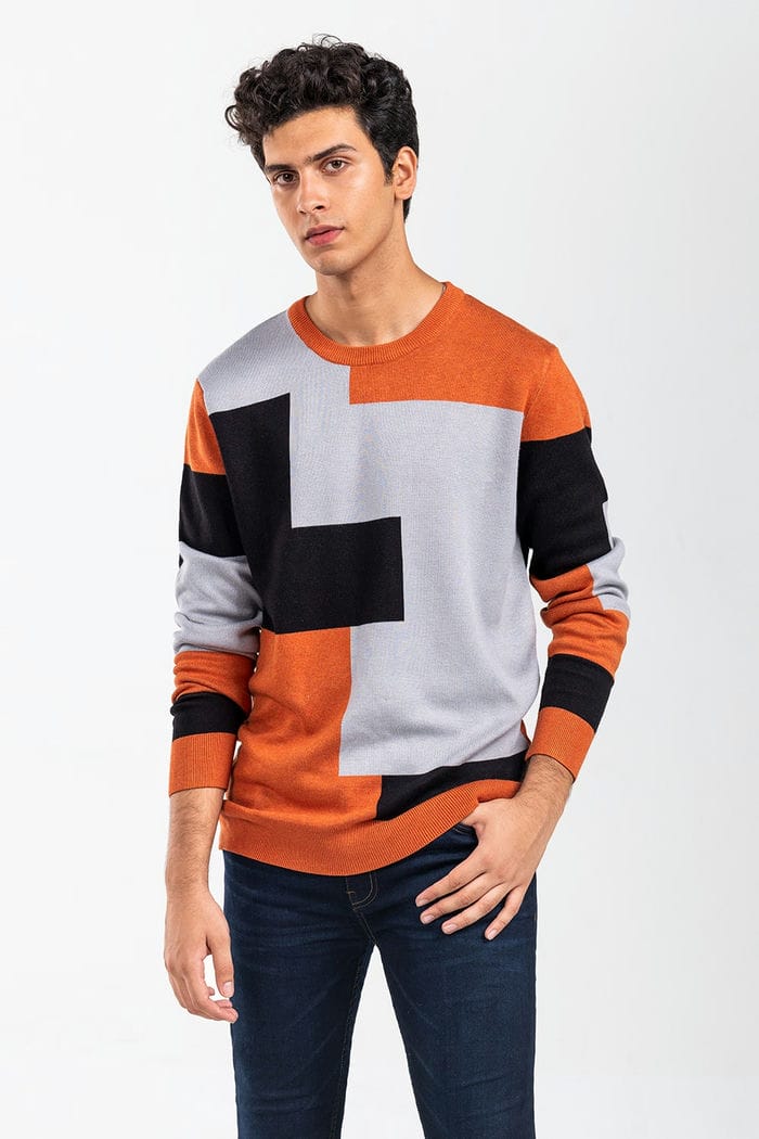 Orange-Black Fashion Sweater FS-SWT-VPN-FD-414-01