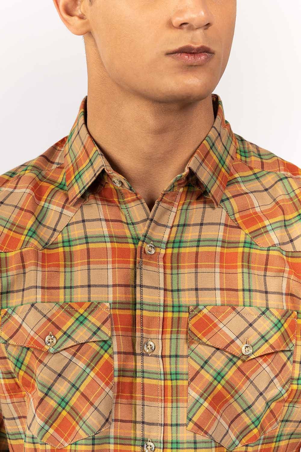 Orange-Green Casual Shirt CM-YD-2865 CS