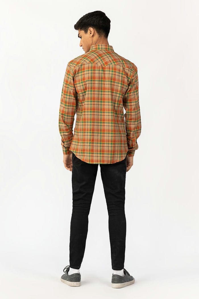 Orange-Green Casual Shirt CM-YD-2865 CS