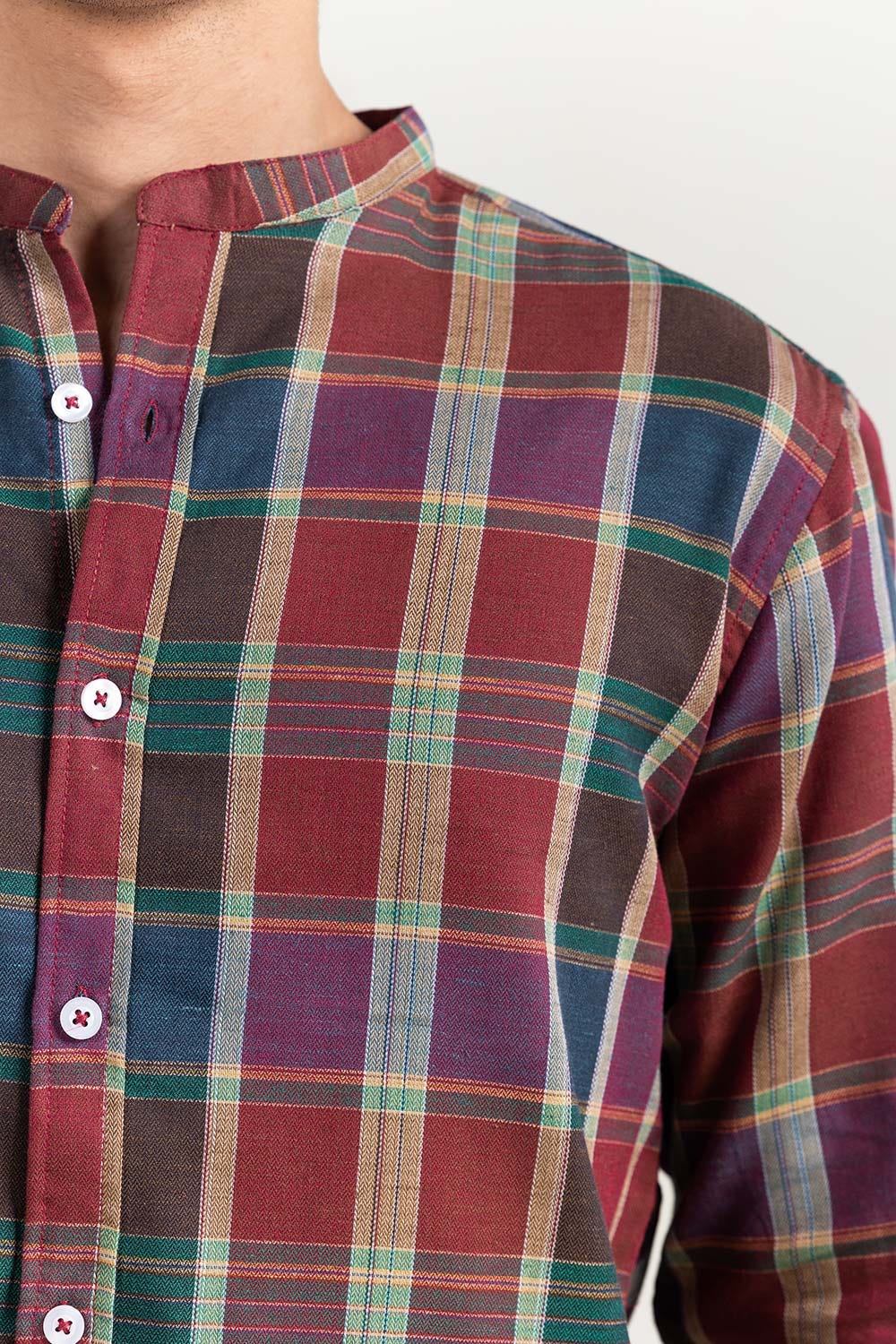 Orange Green Checkered Casual Shirt CM-YD-2969 CS