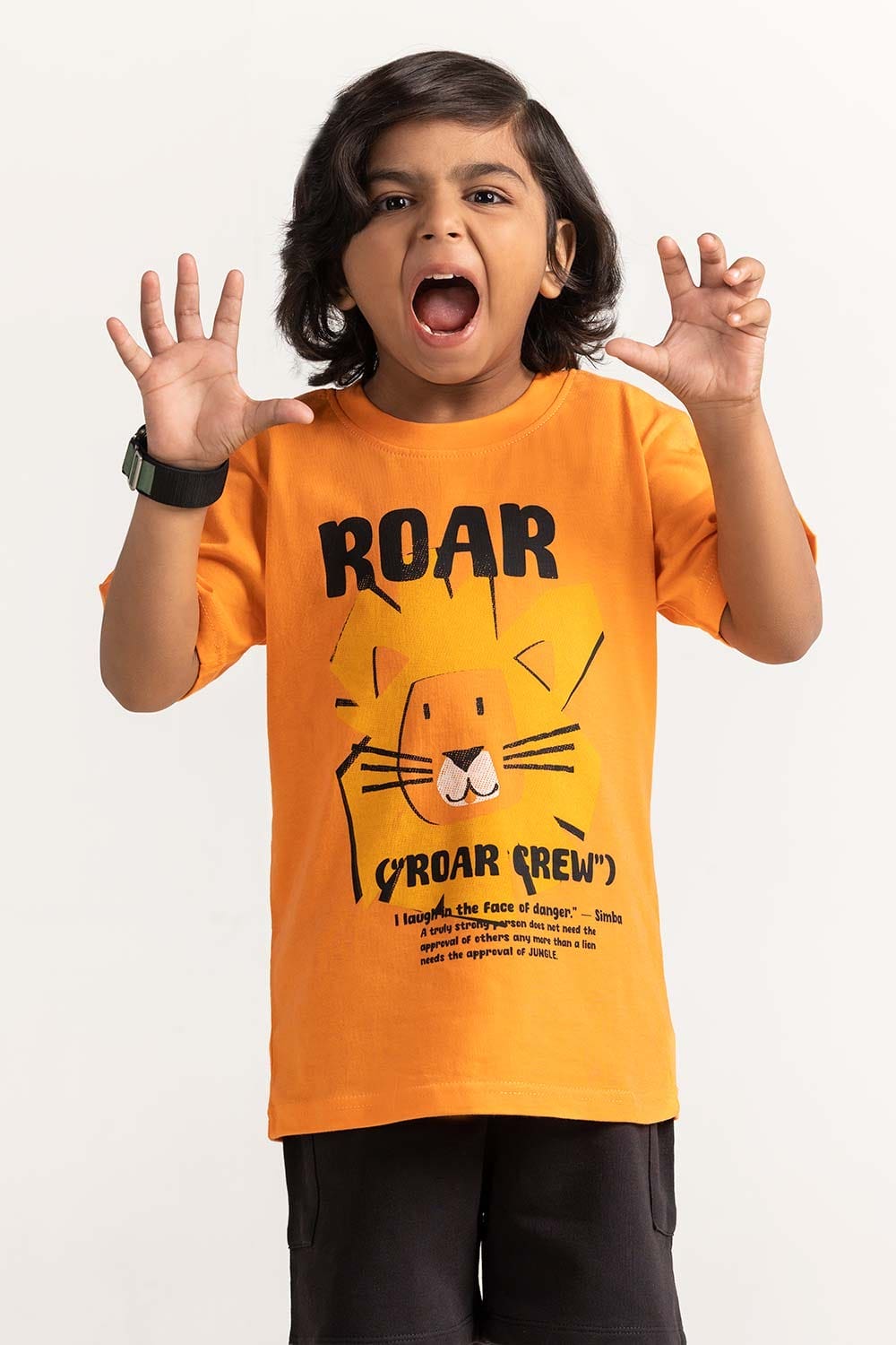 Orange Toddler Boy Knit Printed Tee TB-TS-SS24-016