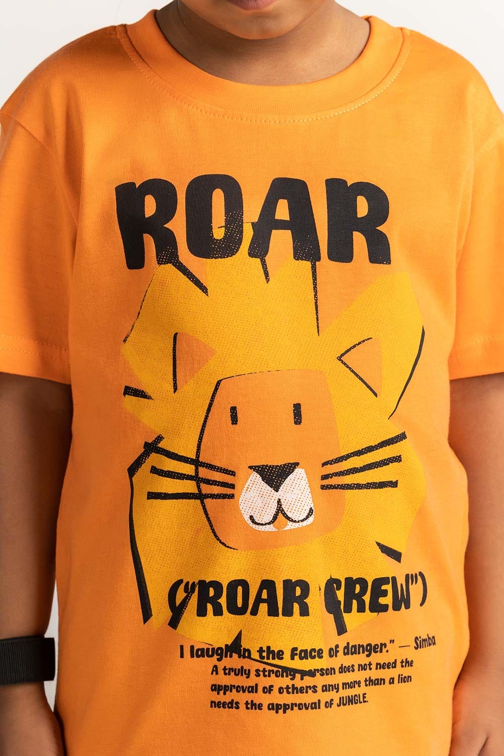 Orange Toddler Boy Knit Printed Tee TB-TS-SS24-016