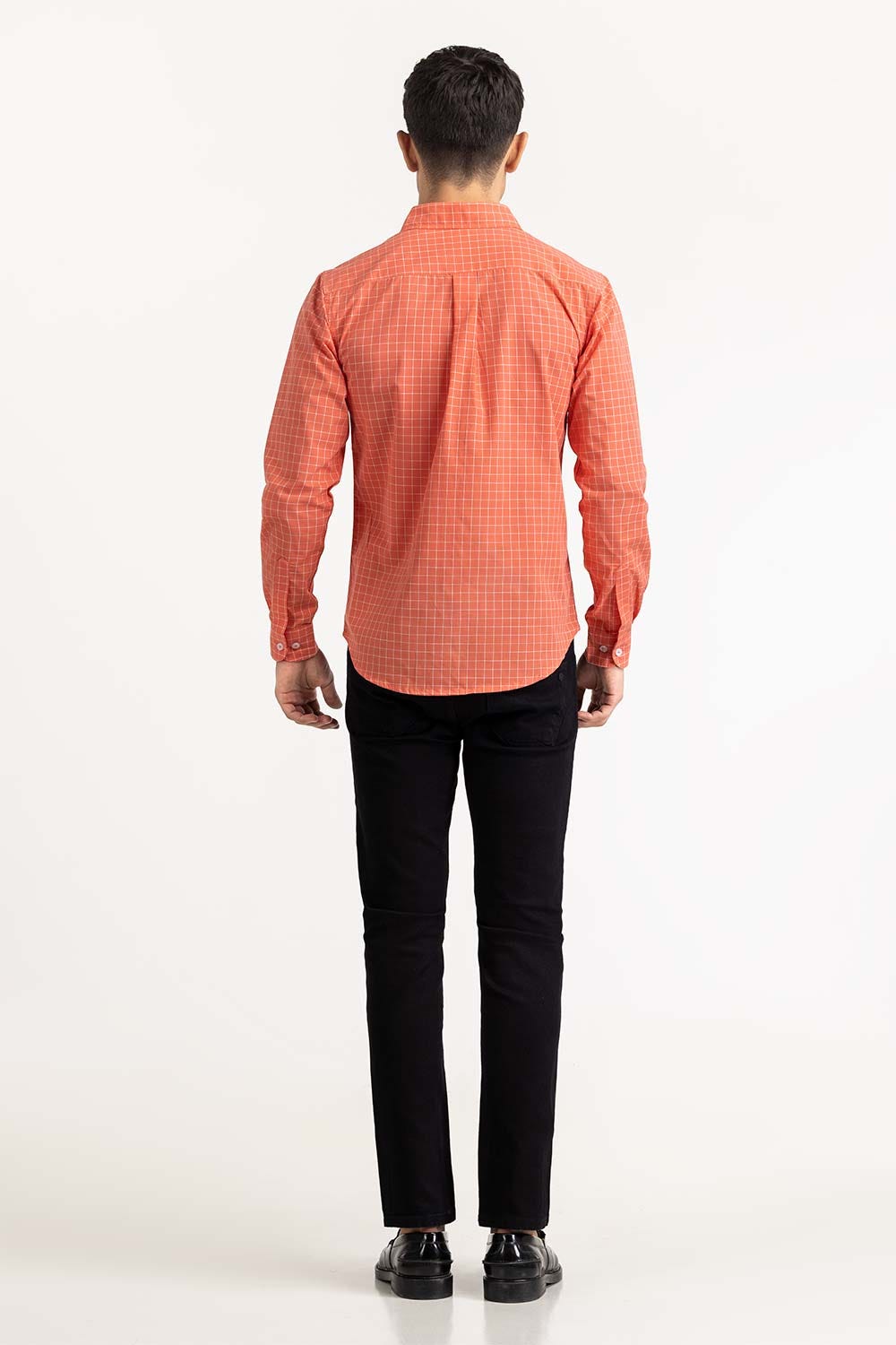 Orange White Checkered Casual Shirt CS-YD22-034