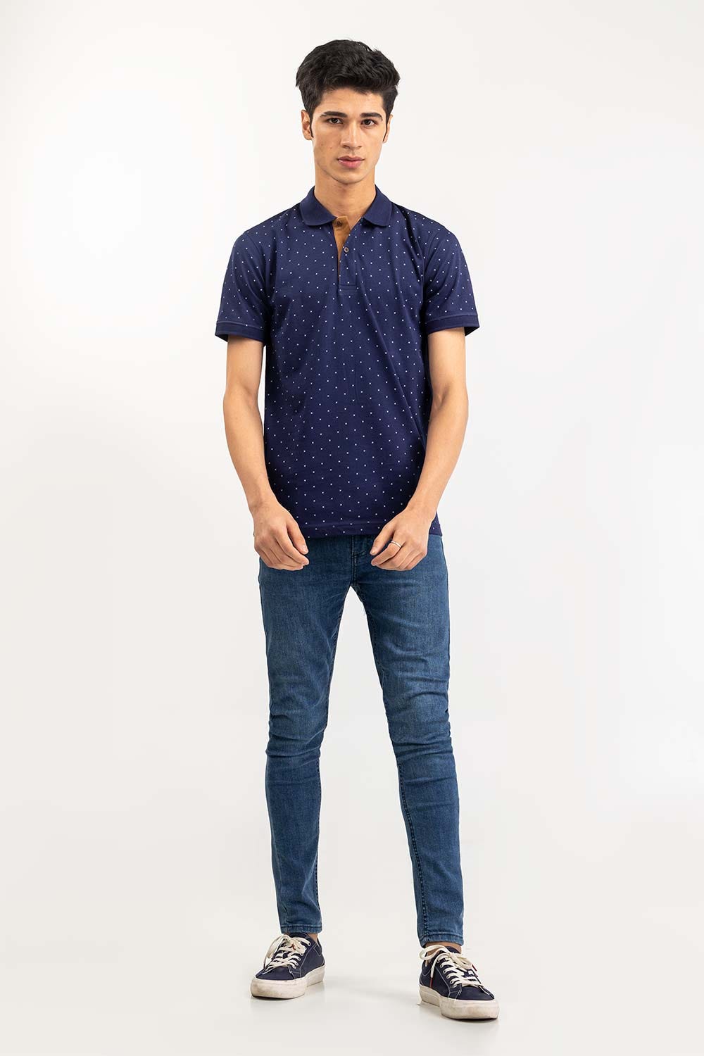 Oxford Blue Printed Polo SJP-PRINT-D07