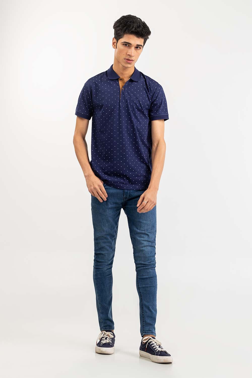 Oxford Blue Printed Polo SJP-PRINT-D07